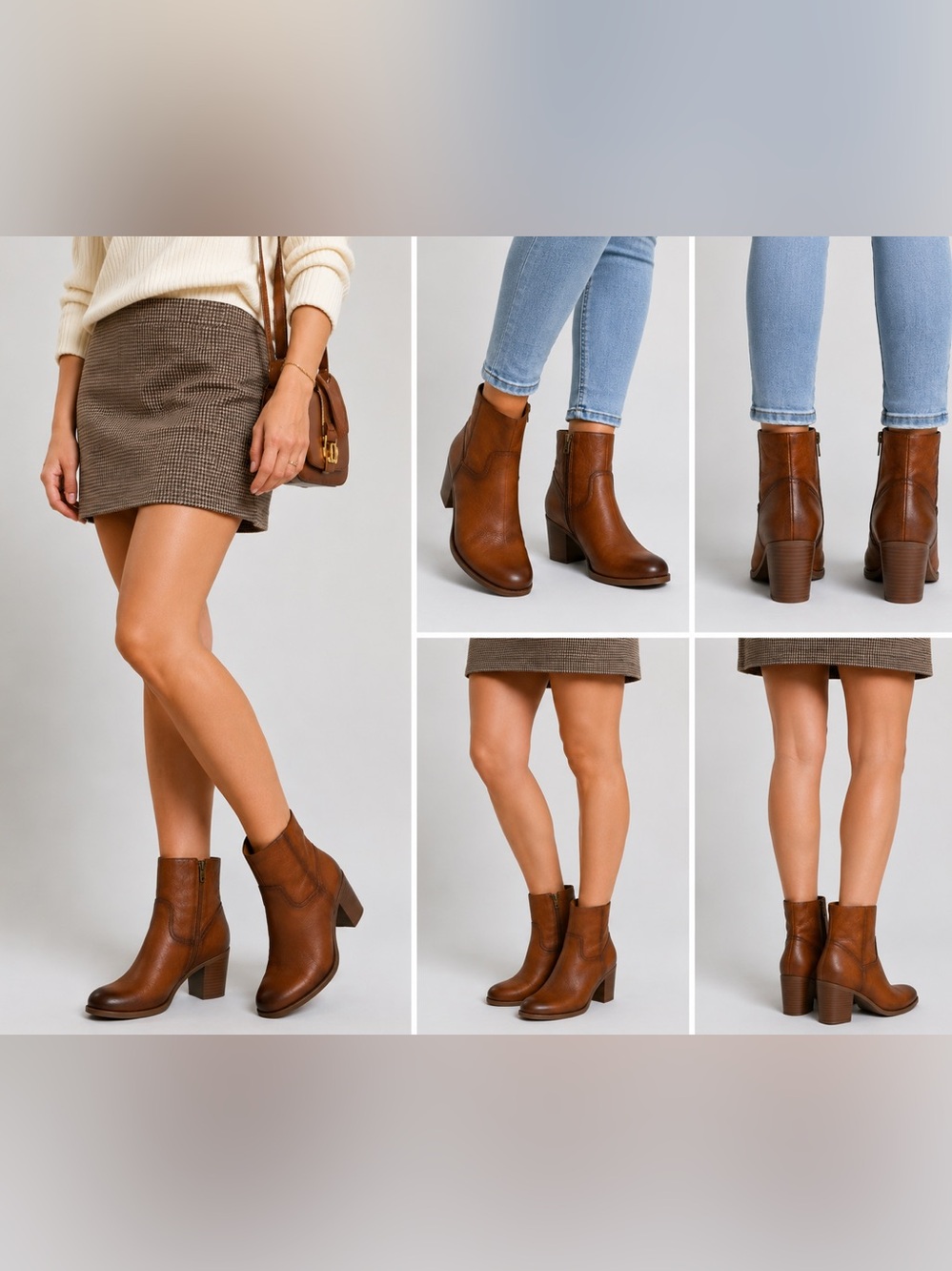 Naturalizer Women’s Brown Leather Ankle Booties with Block Heel